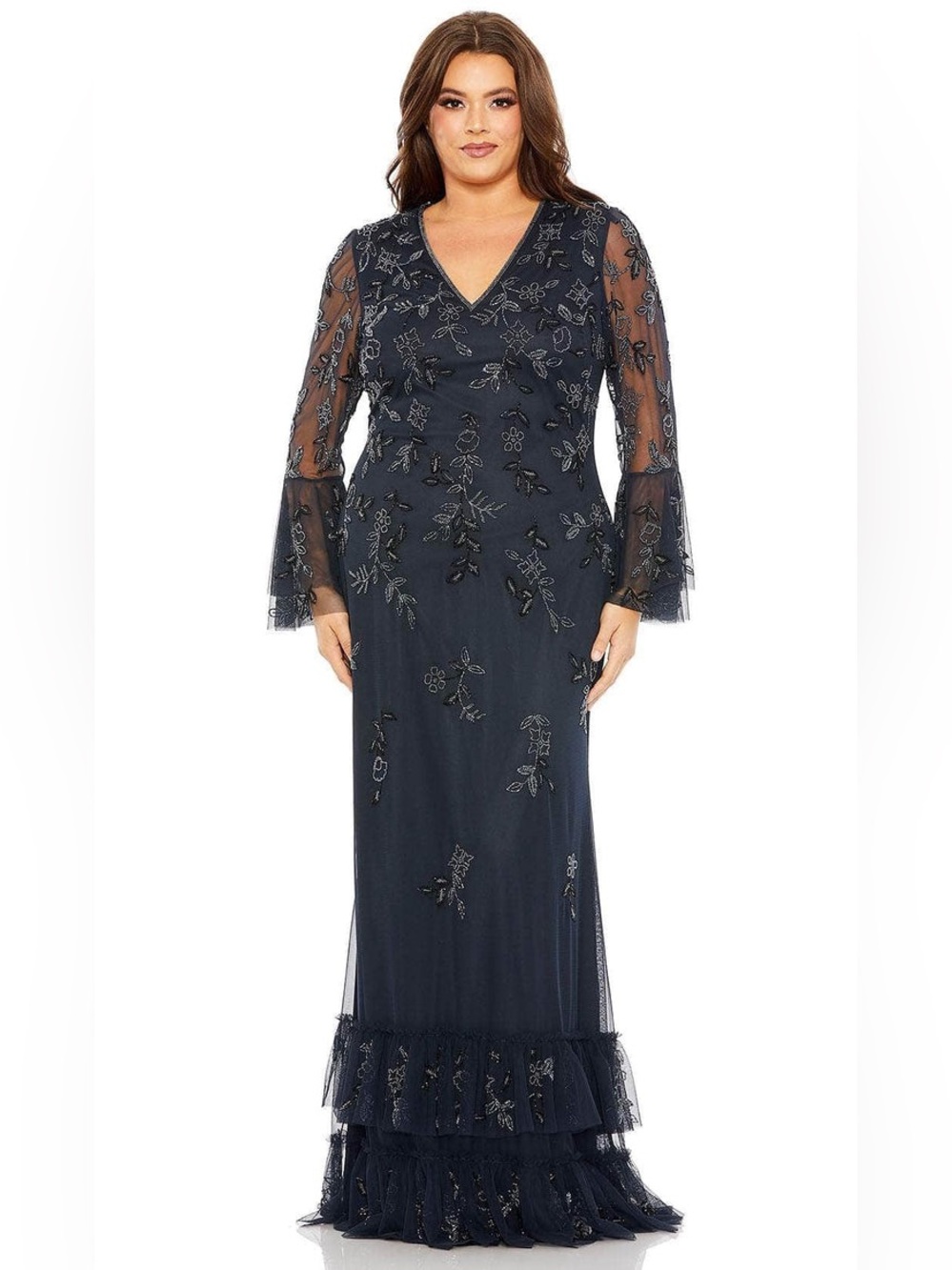 Mac Duggal 9239 - Flutter Long Sleeve Embellished Evening Dress $598